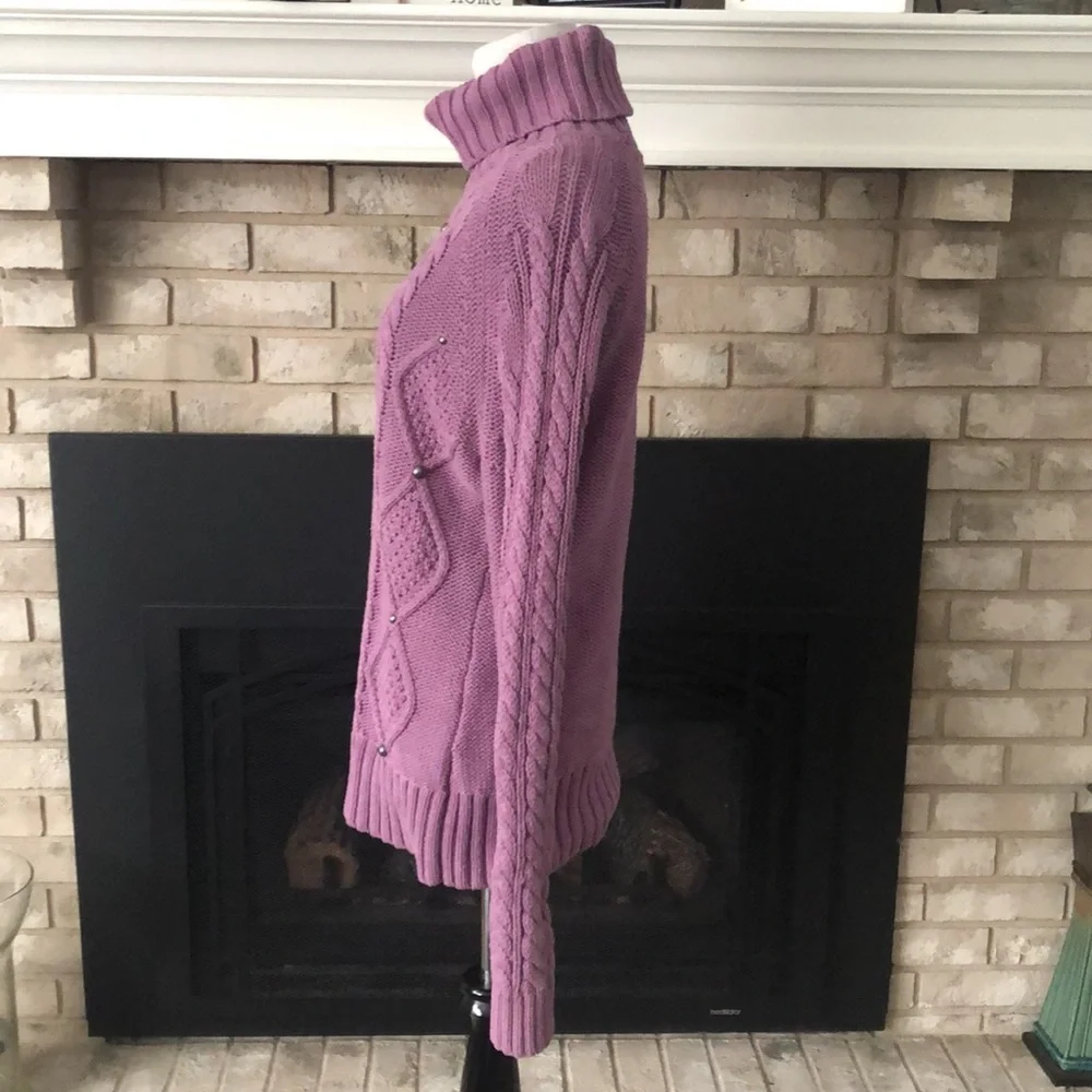 Relativity Lavender Cable Knot Chunky Studded Sweater size Large